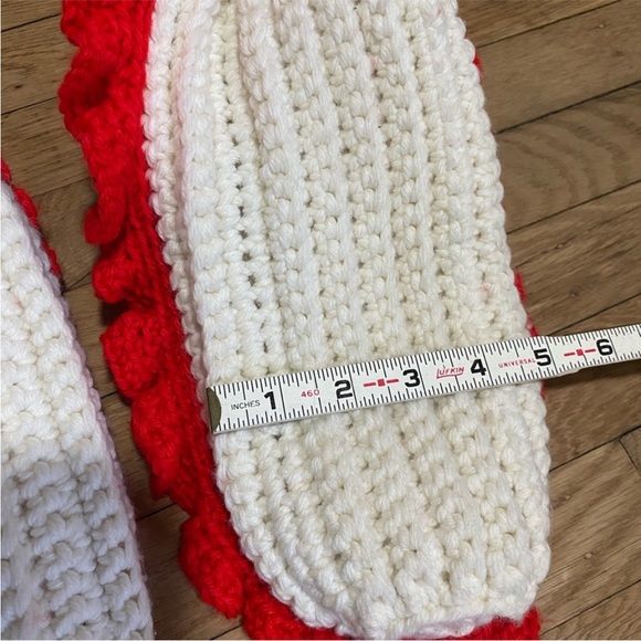 White and Red Crochet Slippers - Picture 7 of 10